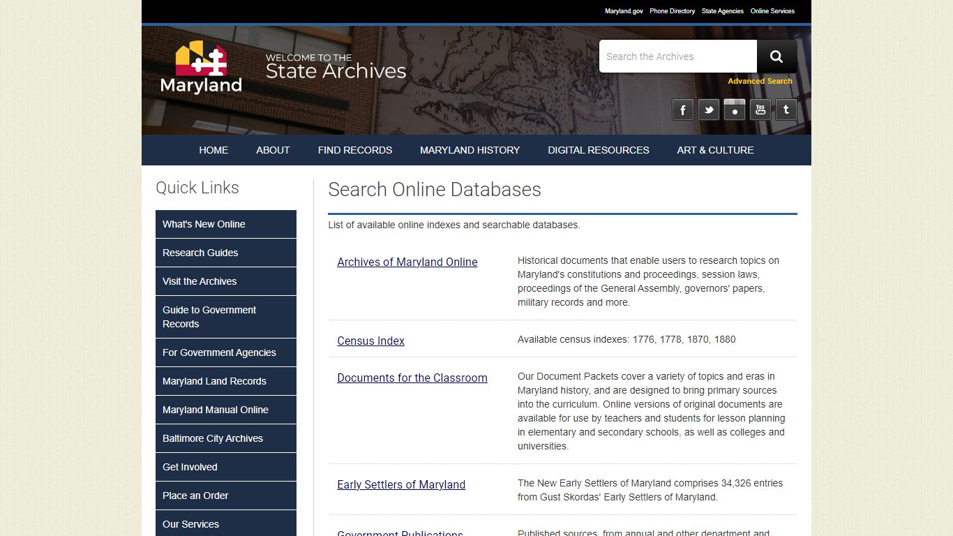 Search Online Records - Maryland State Archives